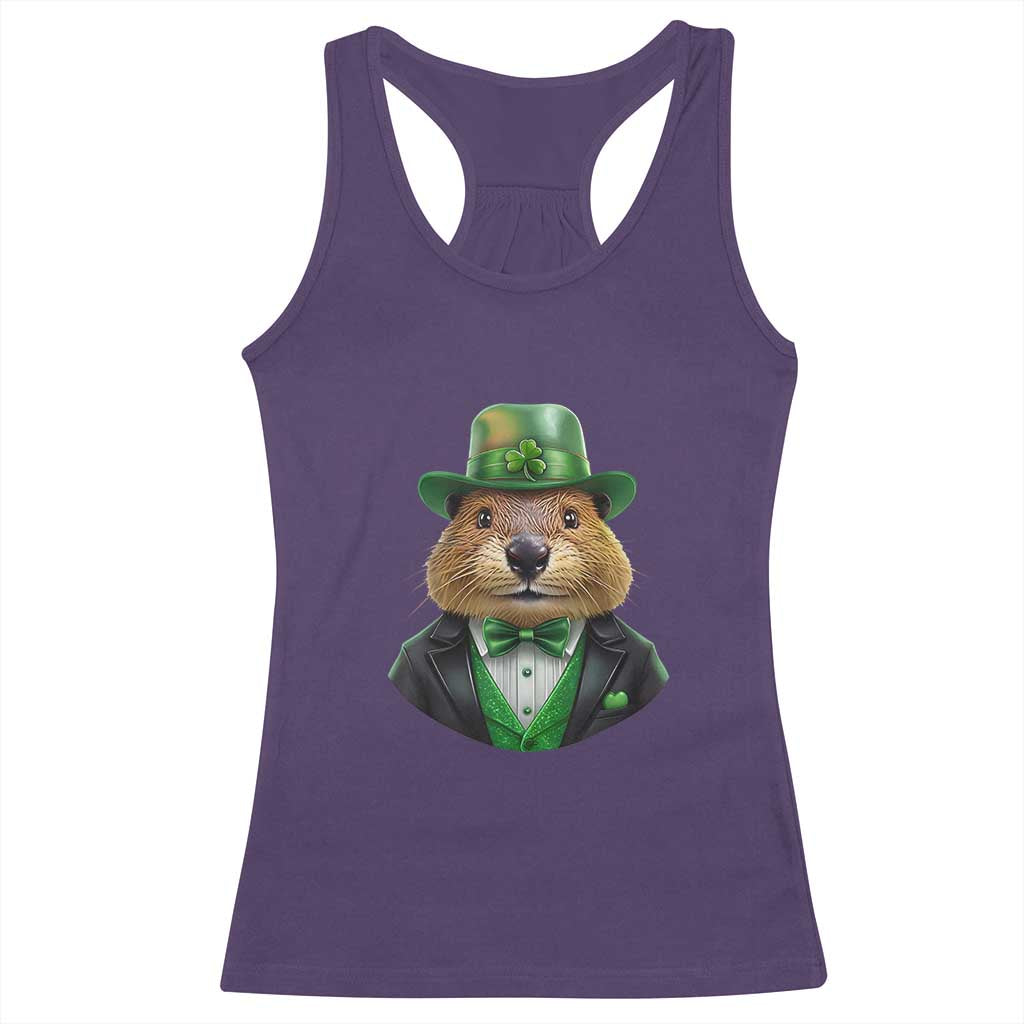 Funny Groundhog Leprechaun Racerback Tank Top Woodchuck Happy St Patrick's Day
