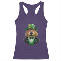 Funny Groundhog Leprechaun Racerback Tank Top Woodchuck Happy St Patrick's Day