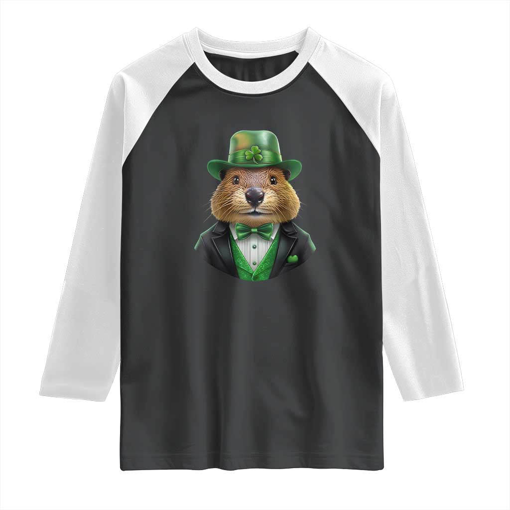 Funny Groundhog Leprechaun Raglan Shirt Woodchuck Happy St Patrick's Day
