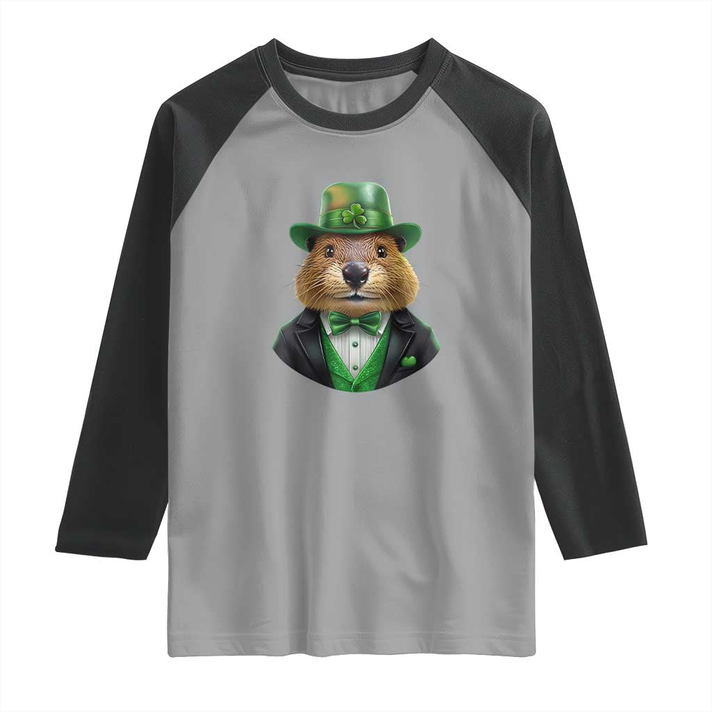 Funny Groundhog Leprechaun Raglan Shirt Woodchuck Happy St Patrick's Day