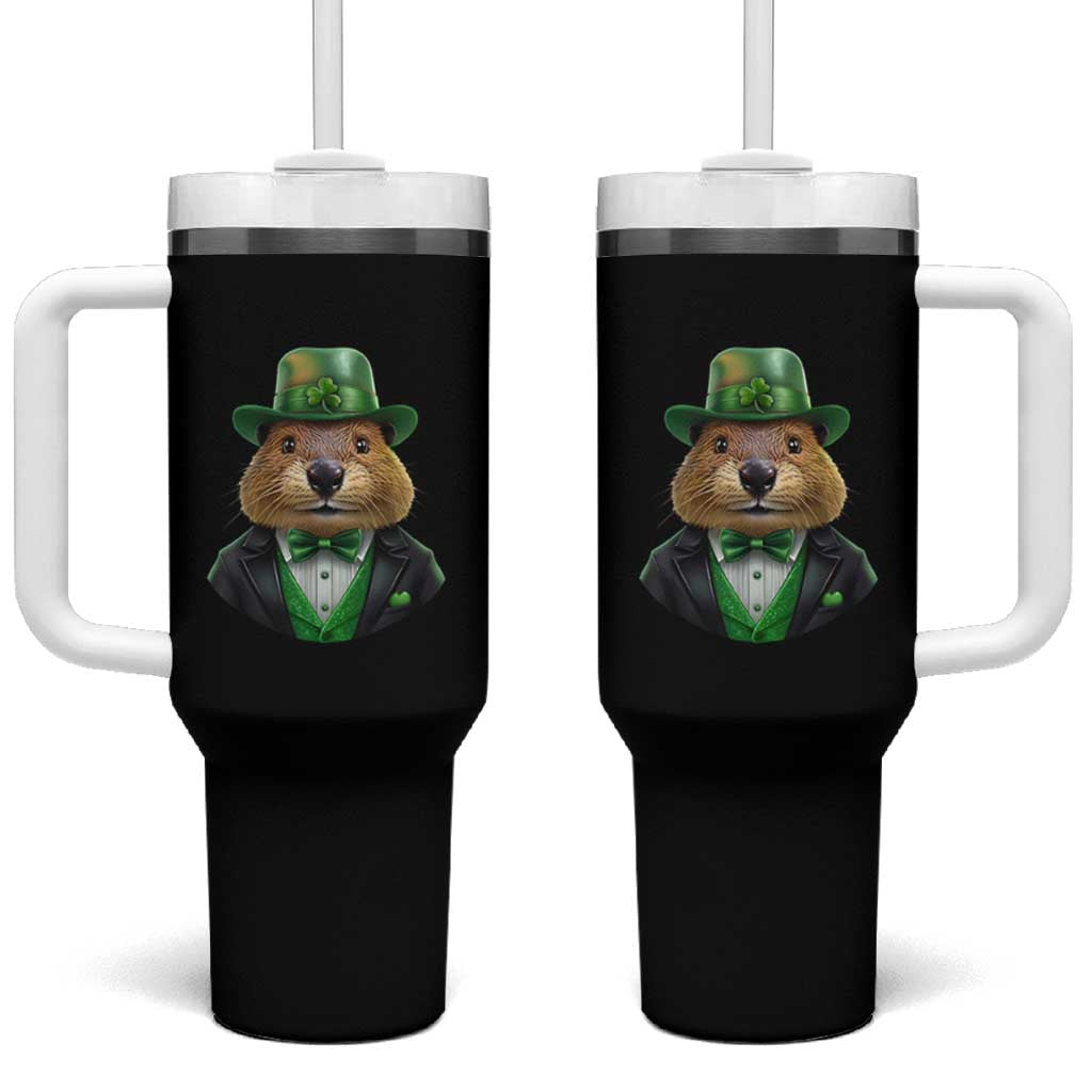 Funny Groundhog Leprechaun Tumbler With Handle Woodchuck Happy St Patrick's Day