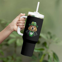 Funny Groundhog Leprechaun Tumbler With Handle Woodchuck Happy St Patrick's Day
