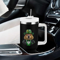 Funny Groundhog Leprechaun Tumbler With Handle Woodchuck Happy St Patrick's Day