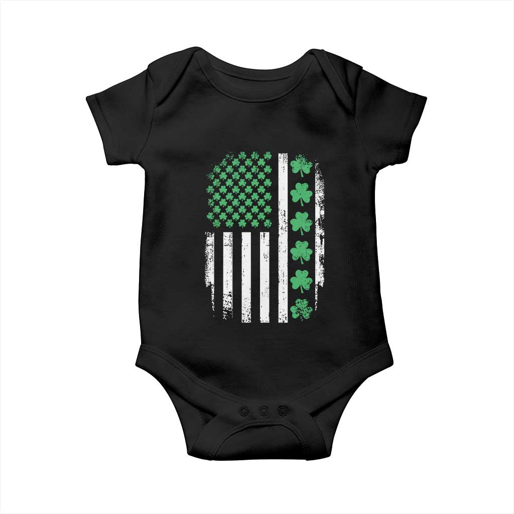 American Shamrock Flag Baby Onesie Lucky St Patricks Day