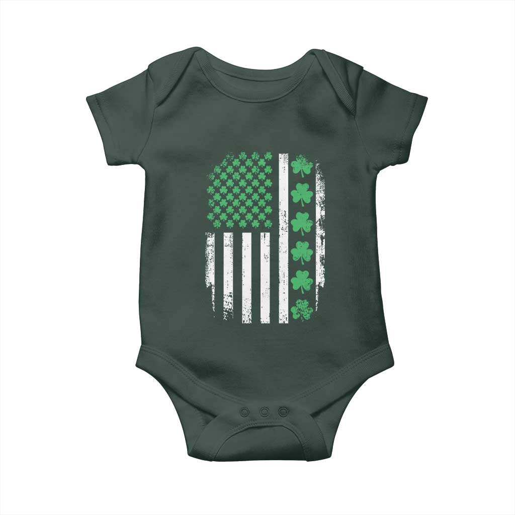 American Shamrock Flag Baby Onesie Lucky St Patricks Day