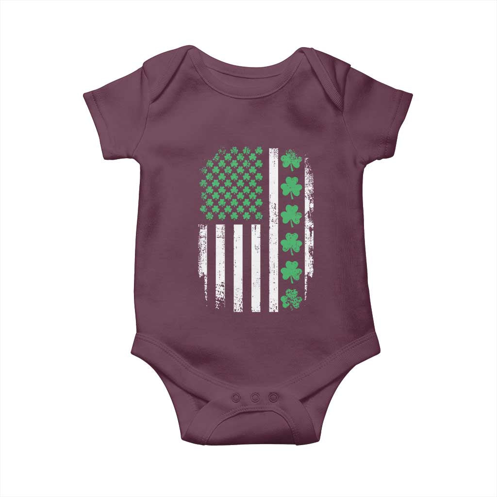 American Shamrock Flag Baby Onesie Lucky St Patricks Day