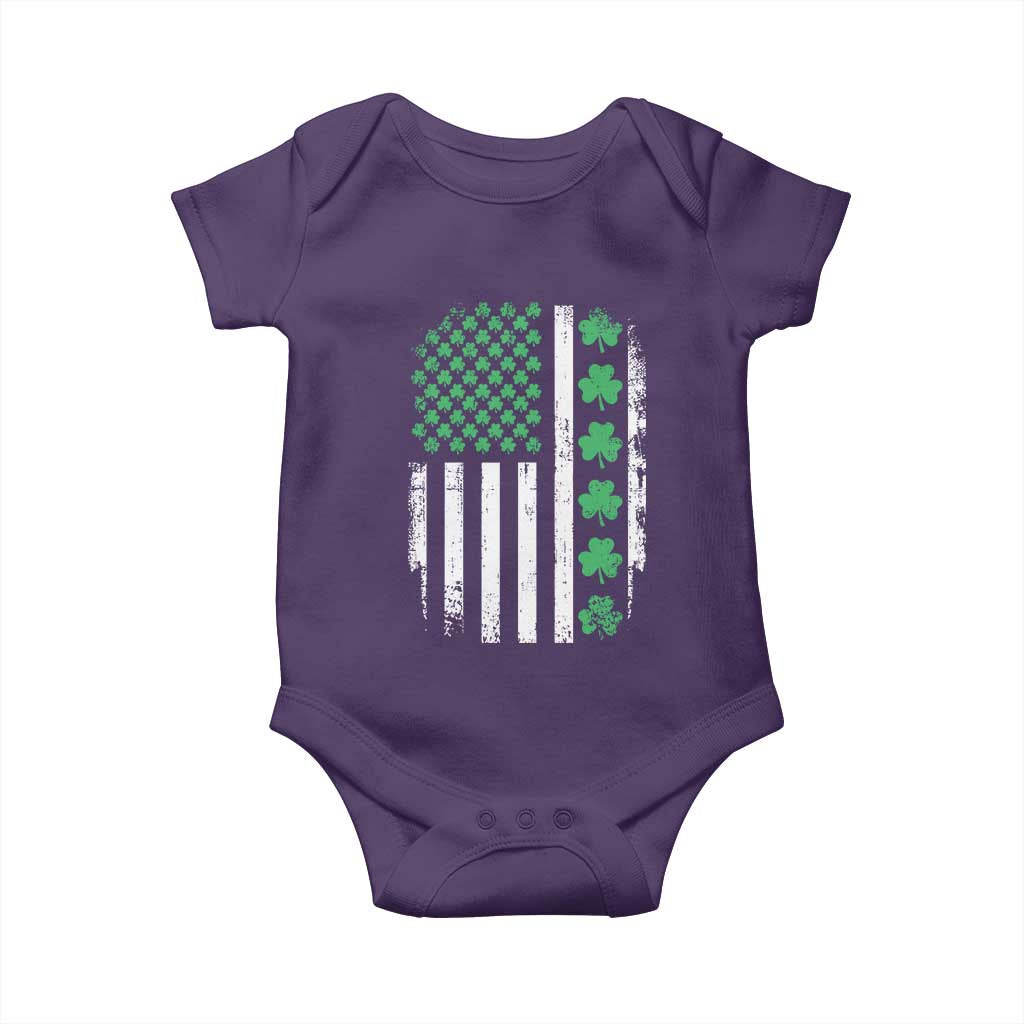 American Shamrock Flag Baby Onesie Lucky St Patricks Day