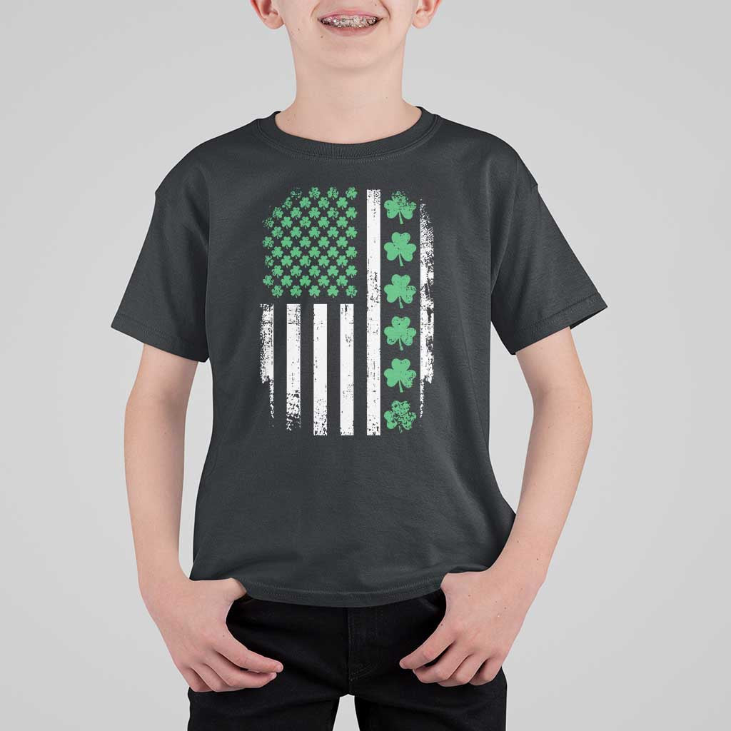 American Shamrock Flag T Shirt For Kid Lucky St Patricks Day