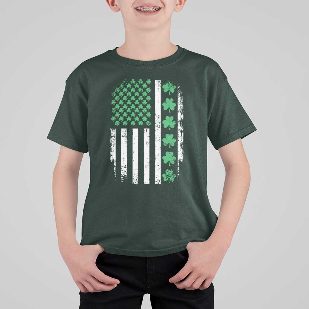 American Shamrock Flag T Shirt For Kid Lucky St Patricks Day