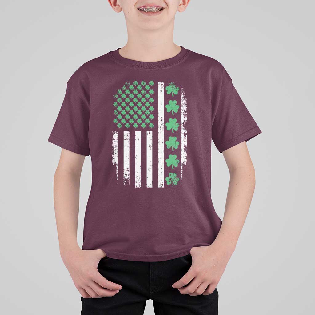 American Shamrock Flag T Shirt For Kid Lucky St Patricks Day