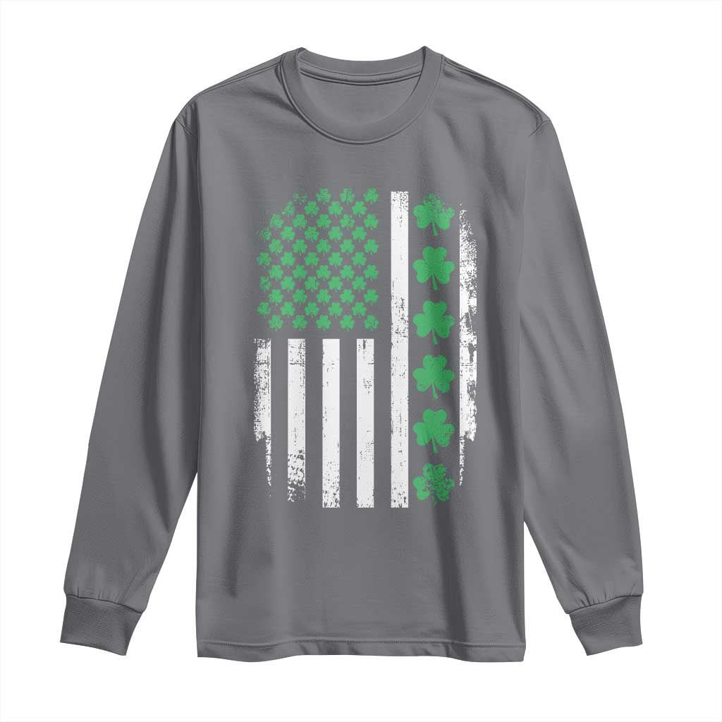American Shamrock Flag Long Sleeve Shirt Lucky St Patricks Day