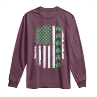 American Shamrock Flag Long Sleeve Shirt Lucky St Patricks Day