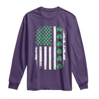 American Shamrock Flag Long Sleeve Shirt Lucky St Patricks Day