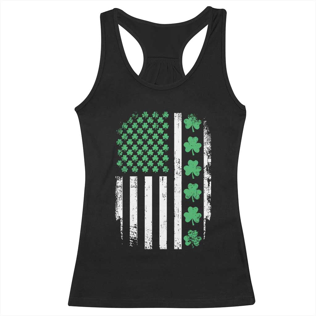 American Shamrock Flag Racerback Tank Top Lucky St Patricks Day