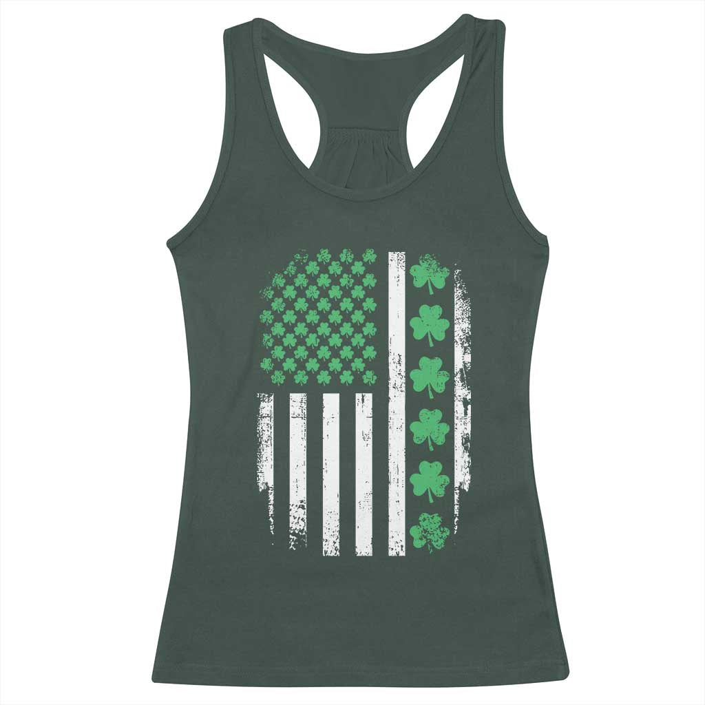 American Shamrock Flag Racerback Tank Top Lucky St Patricks Day