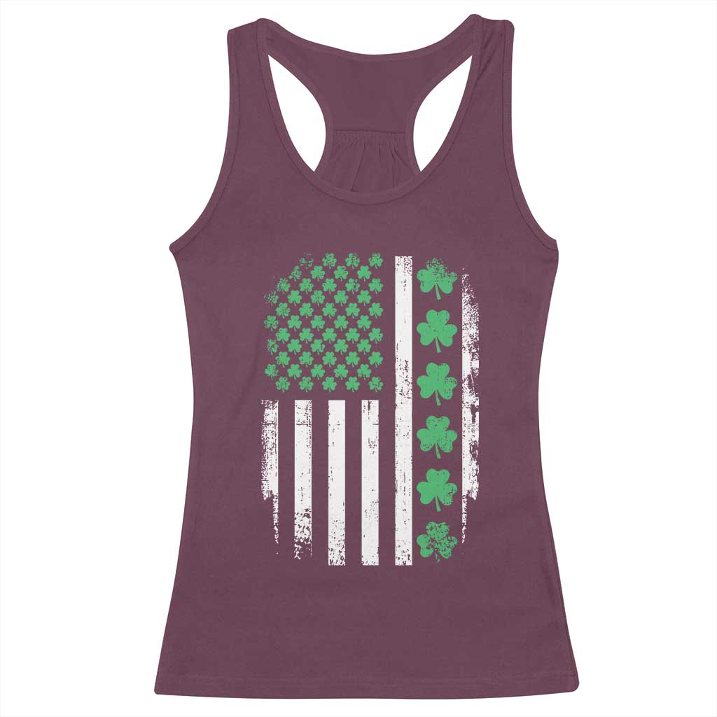 American Shamrock Flag Racerback Tank Top Lucky St Patricks Day
