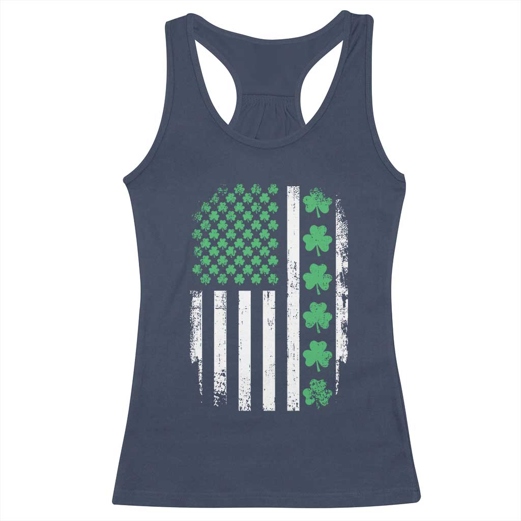 American Shamrock Flag Racerback Tank Top Lucky St Patricks Day