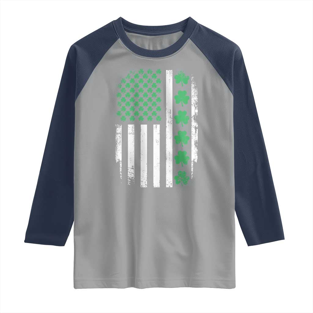 American Shamrock Flag Raglan Shirt Lucky St Patricks Day