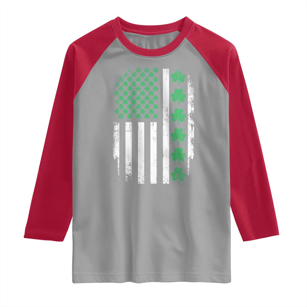 American Shamrock Flag Raglan Shirt Lucky St Patricks Day