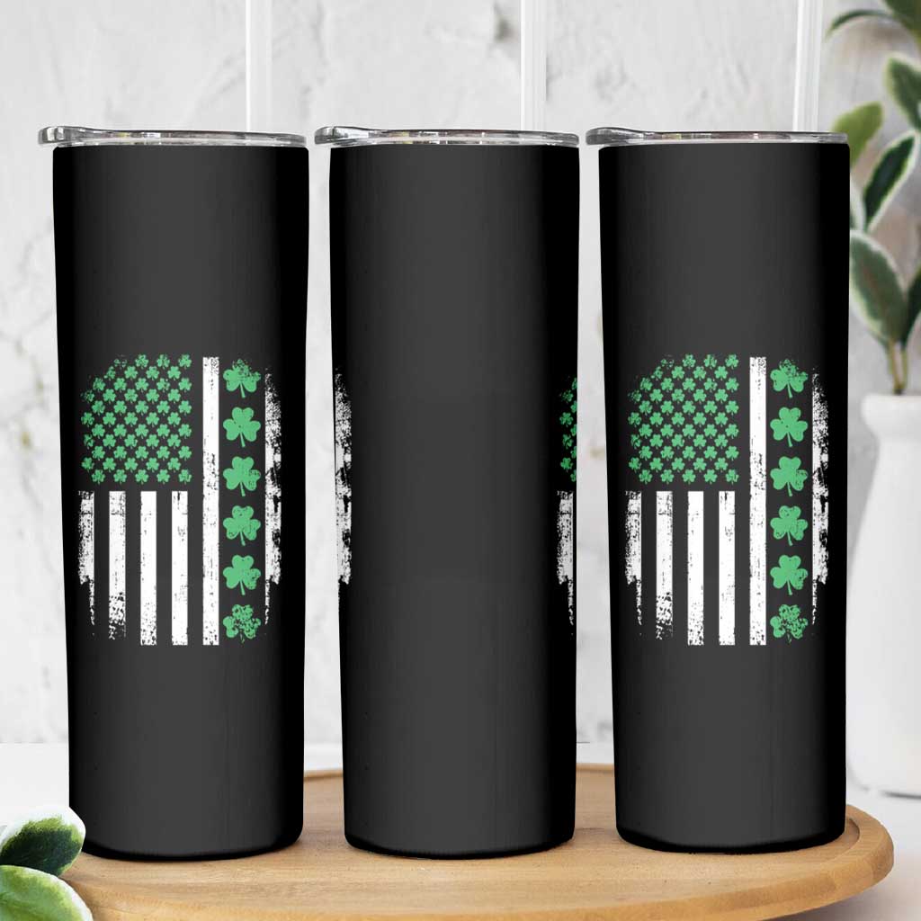 American Shamrock Flag Skinny Tumbler Lucky St Patricks Day