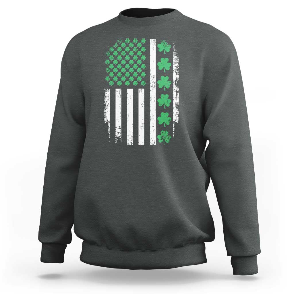 American Shamrock Flag Sweatshirt Lucky St Patricks Day