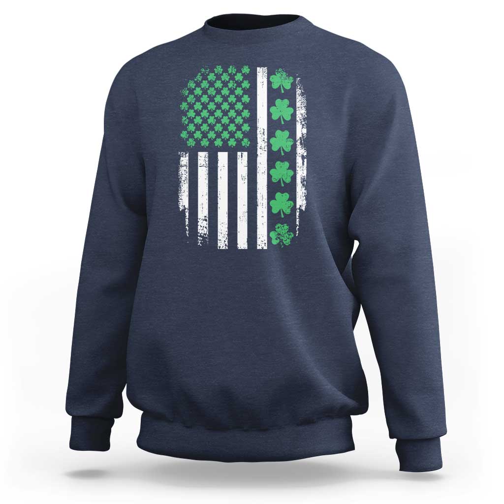 American Shamrock Flag Sweatshirt Lucky St Patricks Day