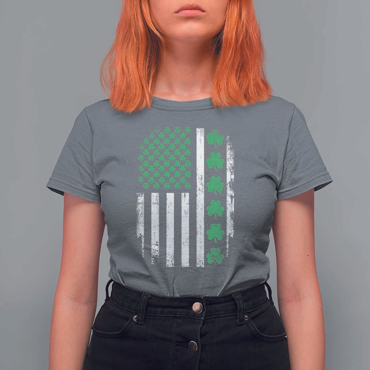 American Shamrock Flag T Shirt For Women Lucky St Patricks Day