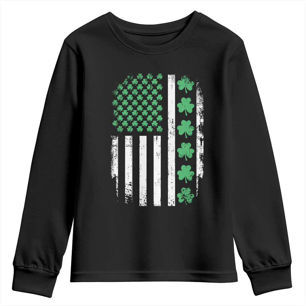 American Shamrock Flag Youth Sweatshirt Lucky St Patricks Day
