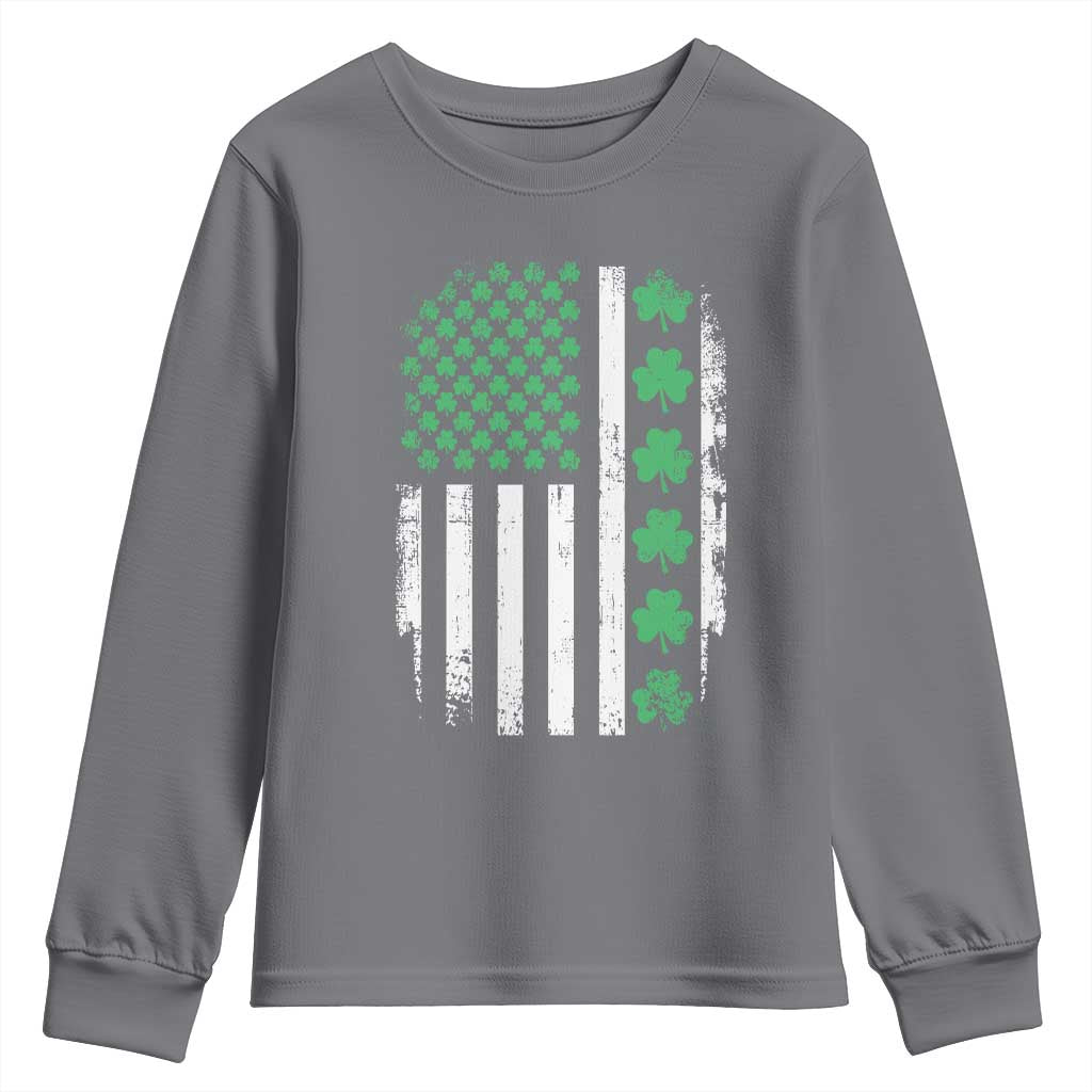 American Shamrock Flag Youth Sweatshirt Lucky St Patricks Day