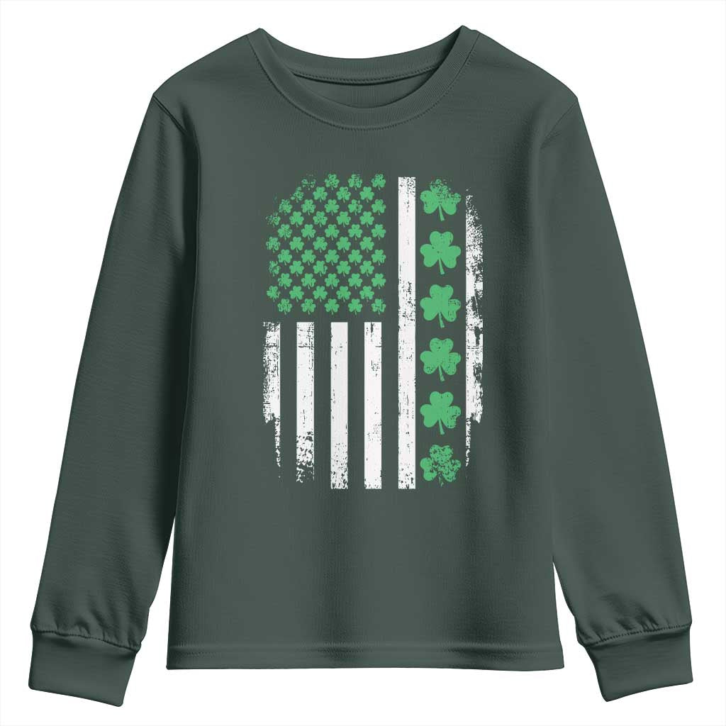American Shamrock Flag Youth Sweatshirt Lucky St Patricks Day