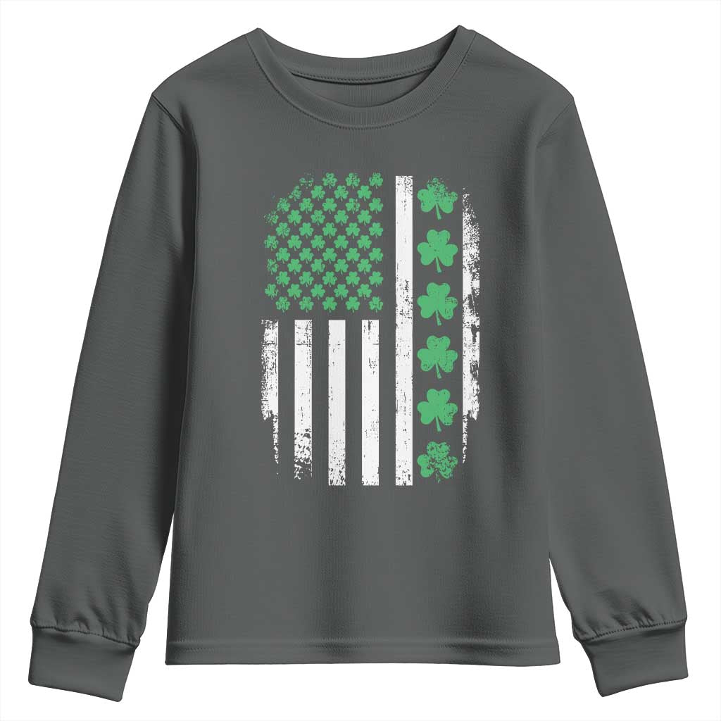 American Shamrock Flag Youth Sweatshirt Lucky St Patricks Day