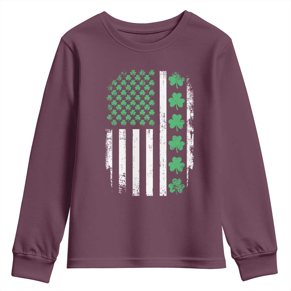 American Shamrock Flag Youth Sweatshirt Lucky St Patricks Day