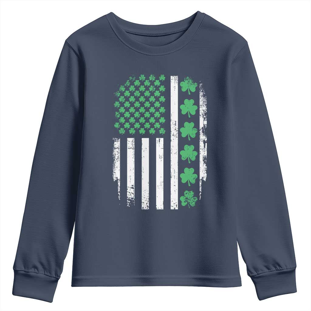 American Shamrock Flag Youth Sweatshirt Lucky St Patricks Day