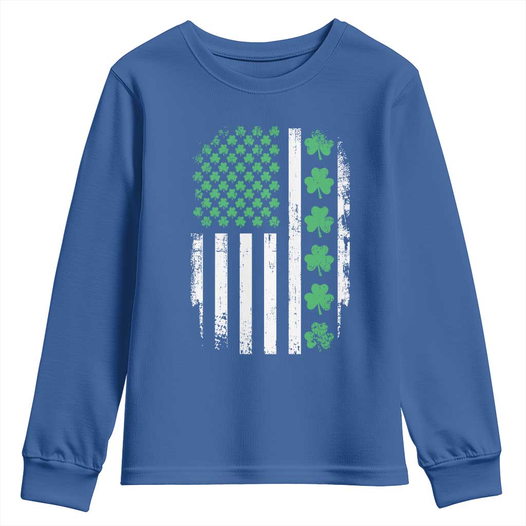 American Shamrock Flag Youth Sweatshirt Lucky St Patricks Day