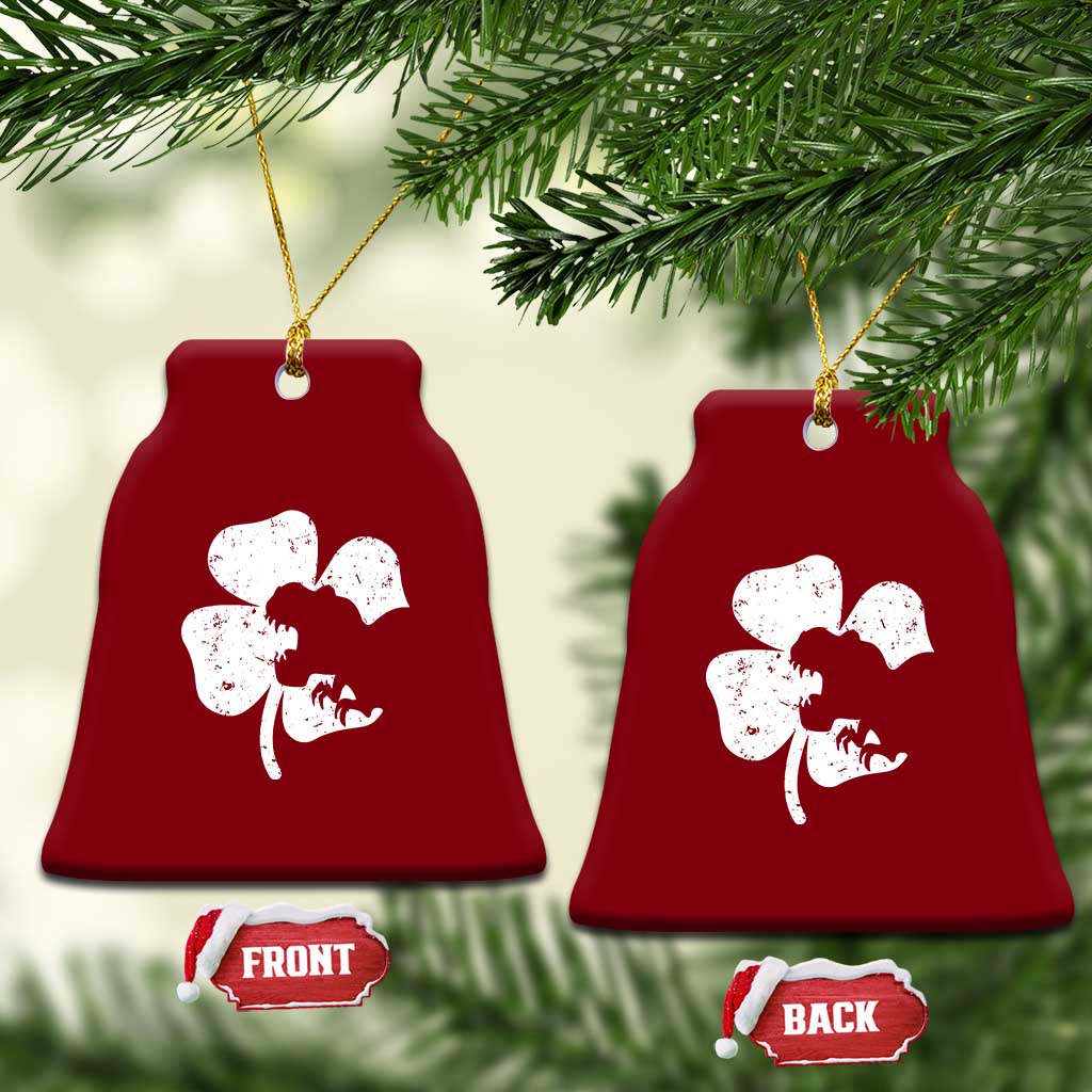 St Patricks Day Dinosaur Rex Ceramic Ornament Dino in Lucky Shamrock - Wonder Print Shop