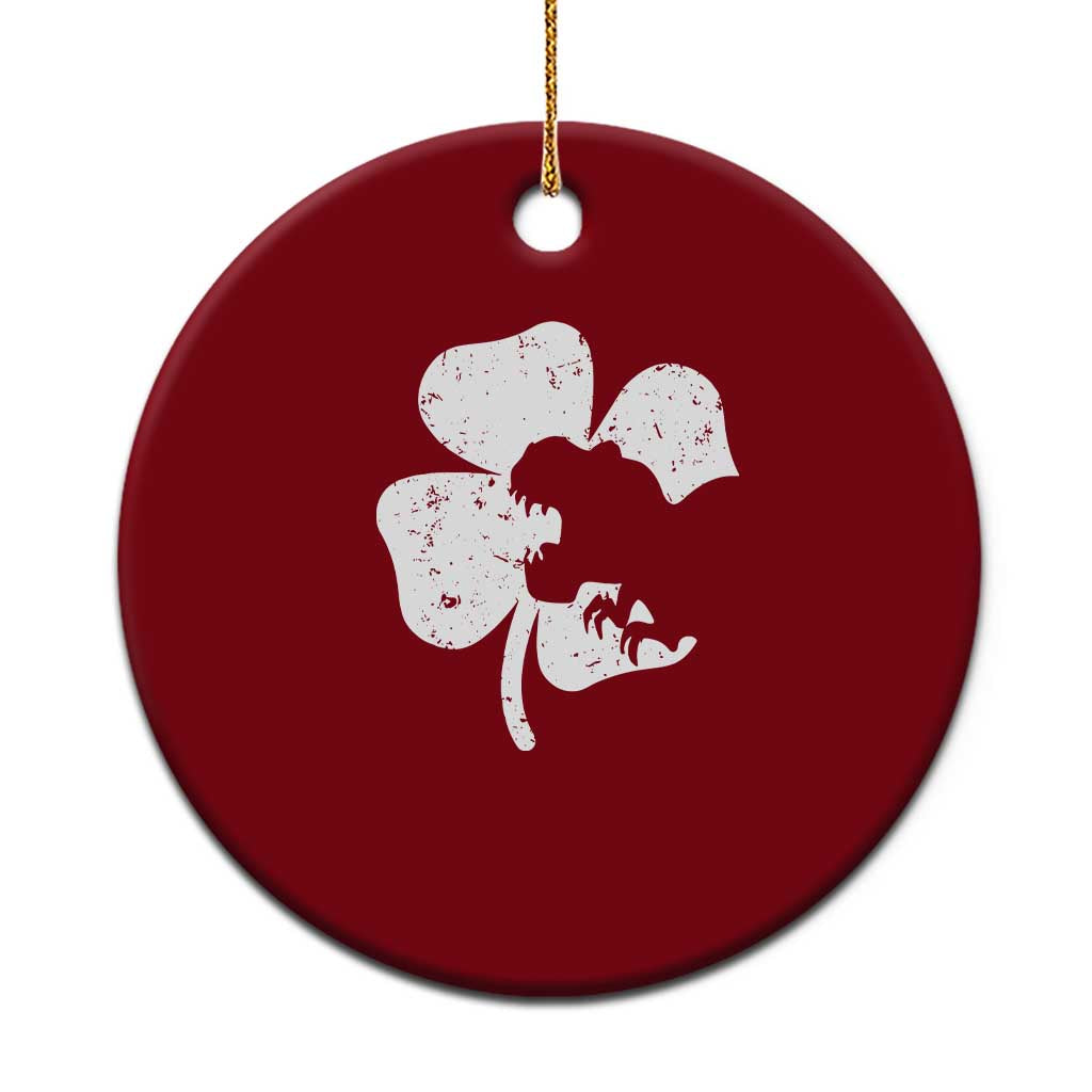 St Patricks Day Dinosaur Rex Ceramic Ornament Dino in Lucky Shamrock - Wonder Print Shop