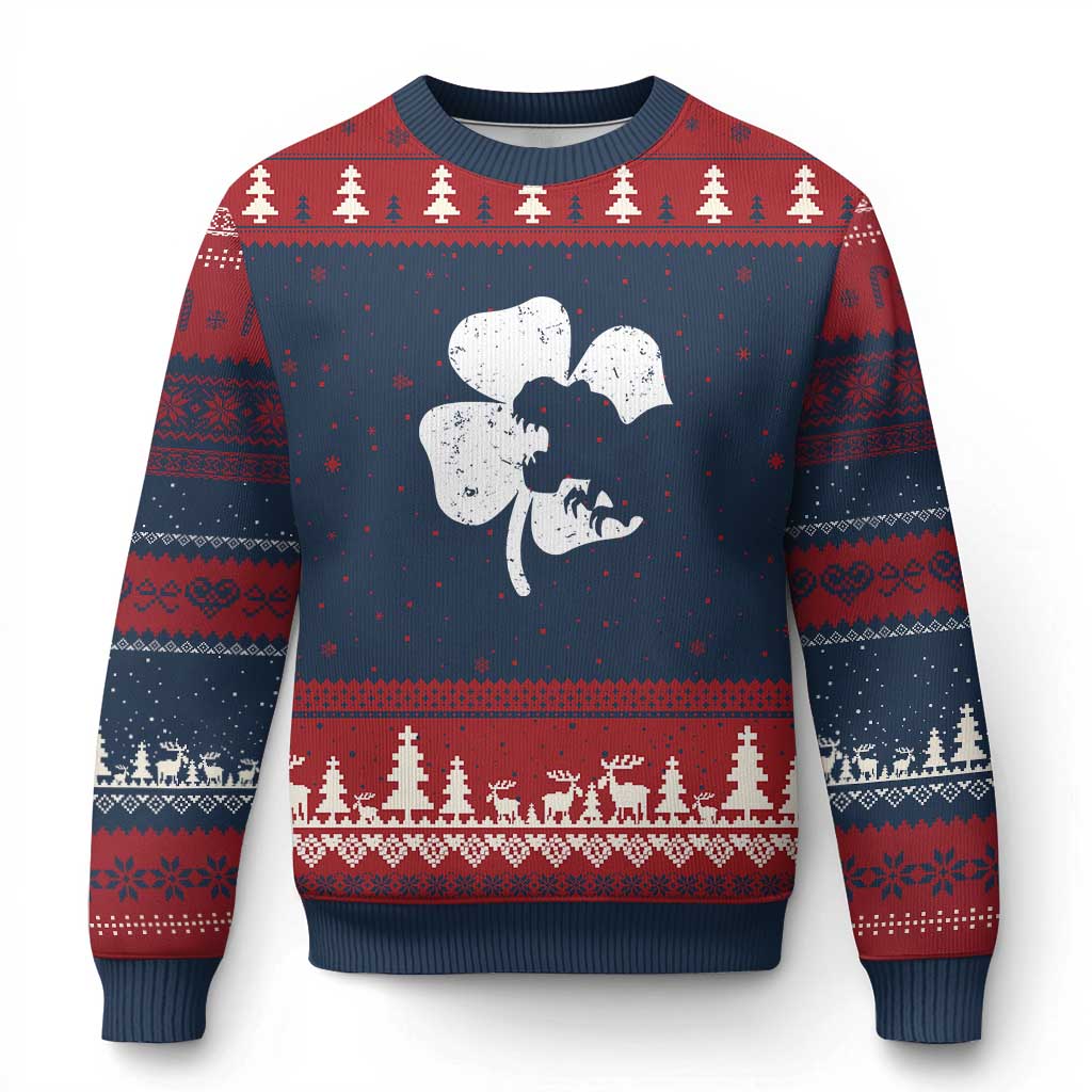 St Patricks Day Dinosaur Rex Ugly Christmas Sweater Dino in Lucky Shamrock - Wonder Print Shop