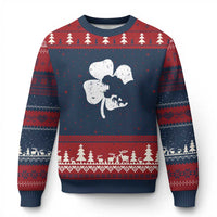 St Patricks Day Dinosaur Rex Ugly Christmas Sweater Dino in Lucky Shamrock - Wonder Print Shop