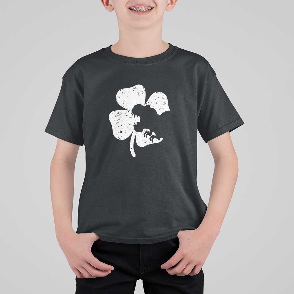 St Patricks Day Dinosaur Rex T Shirt For Kid Dino in Lucky Shamrock