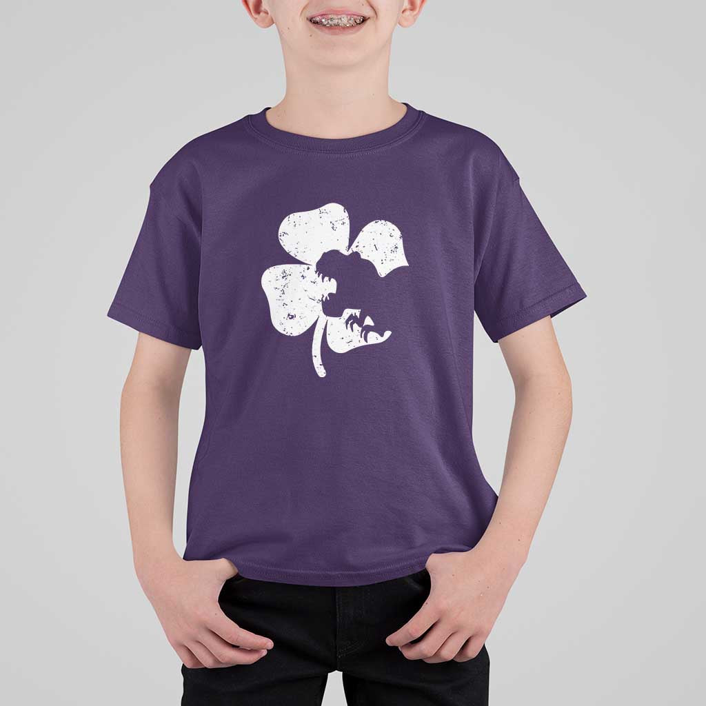 St Patricks Day Dinosaur Rex T Shirt For Kid Dino in Lucky Shamrock