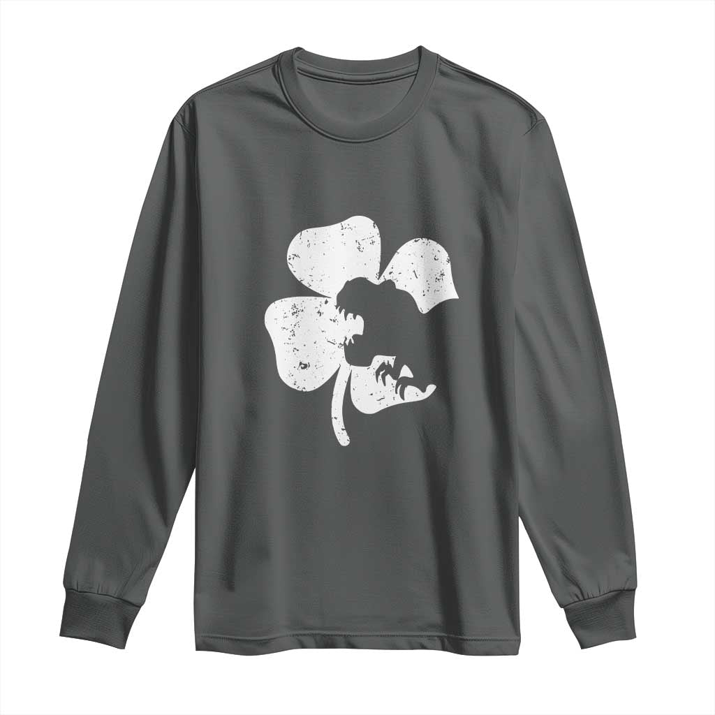 St Patricks Day Dinosaur Rex Long Sleeve Shirt Dino in Lucky Shamrock