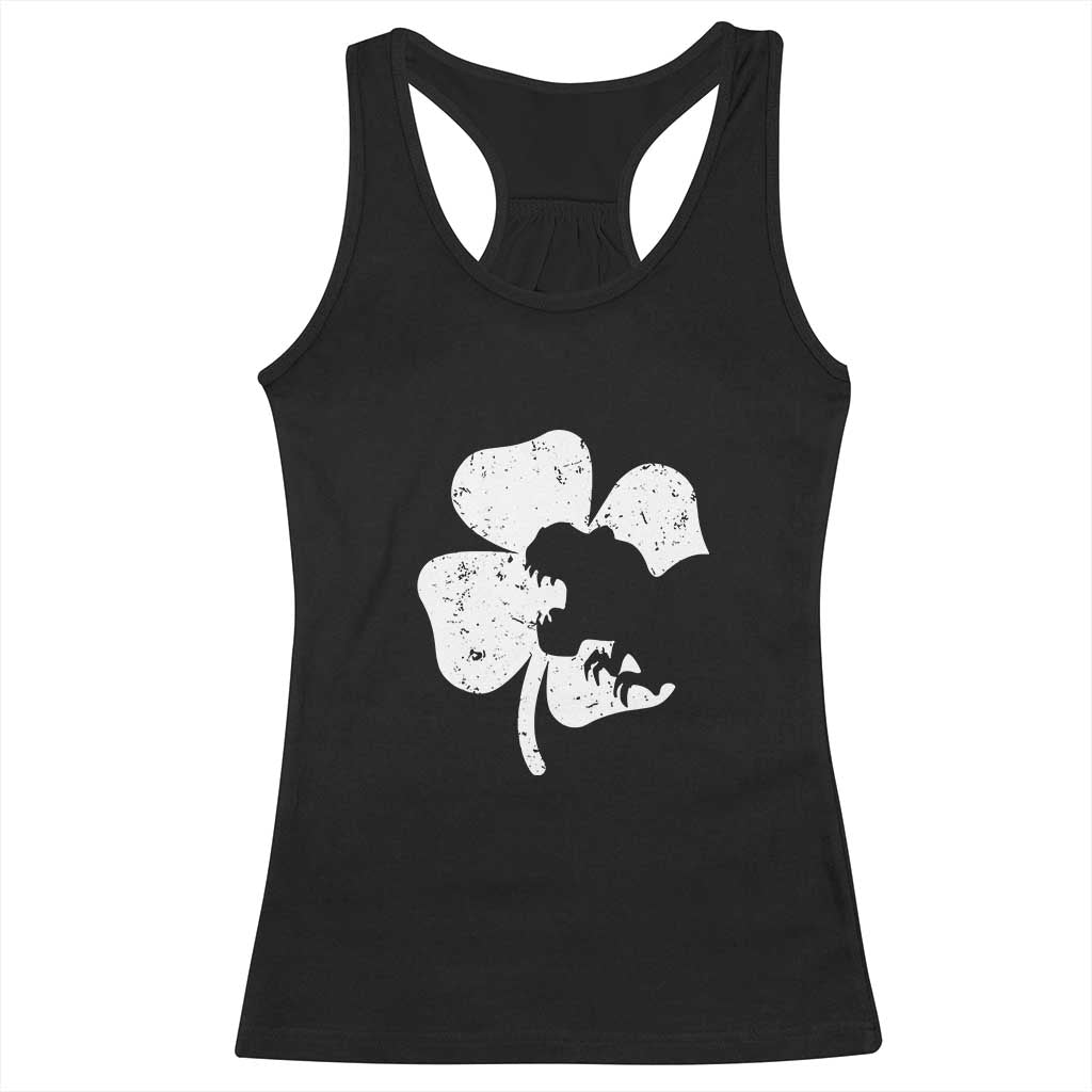 St Patricks Day Dinosaur Rex Racerback Tank Top Dino in Lucky Shamrock