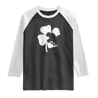 St Patricks Day Dinosaur Rex Raglan Shirt Dino in Lucky Shamrock