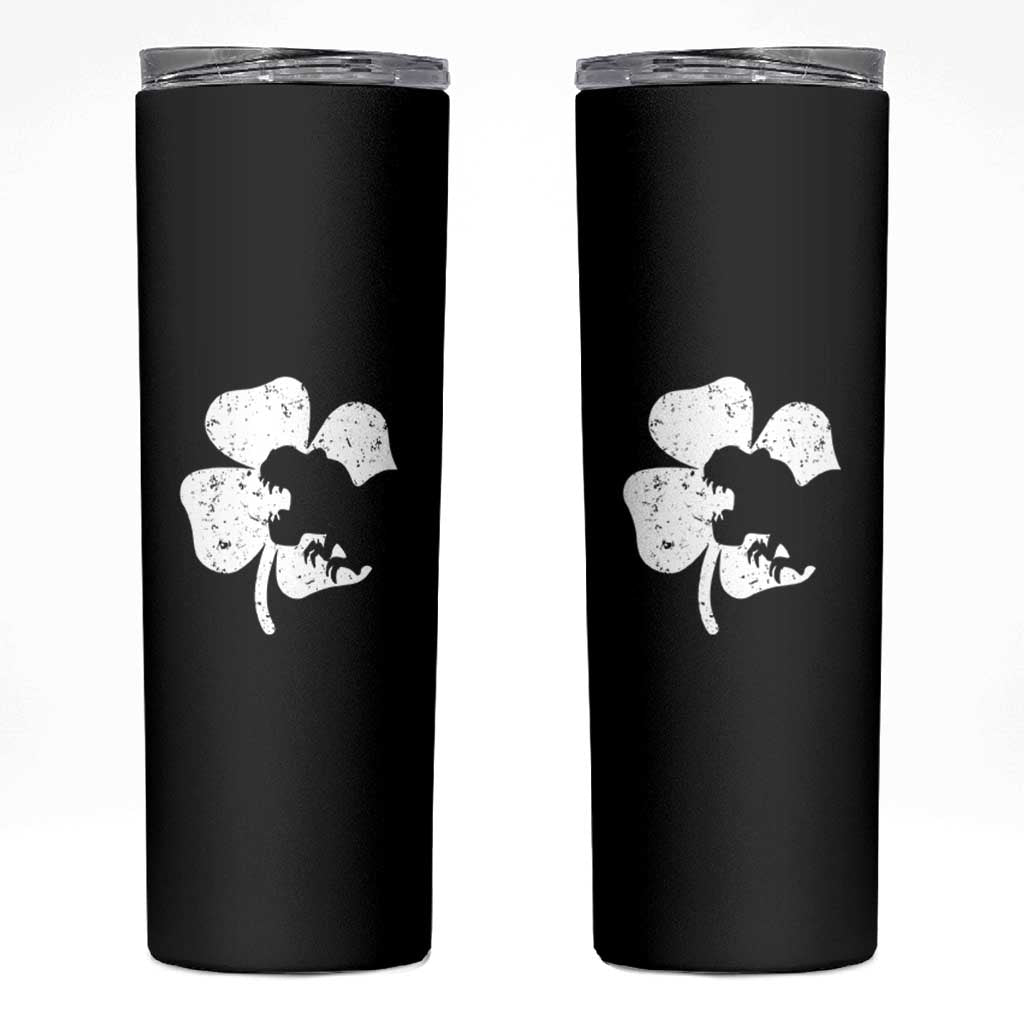 St Patricks Day Dinosaur Rex Skinny Tumbler Dino in Lucky Shamrock