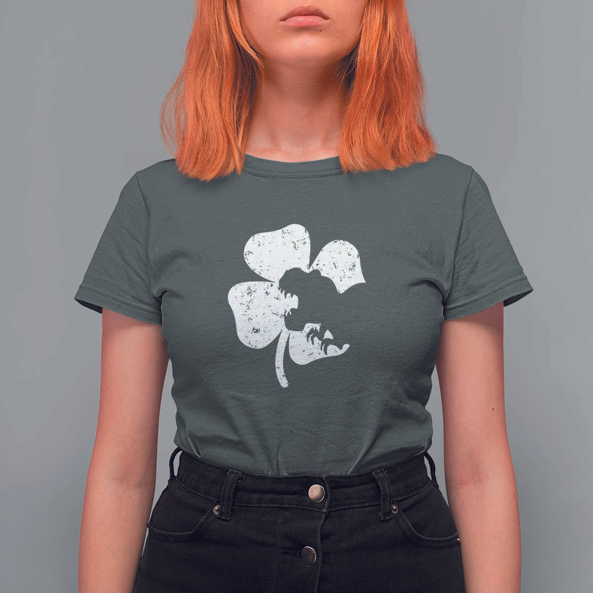 St Patricks Day Dinosaur Rex T Shirt For Women Dino in Lucky Shamrock