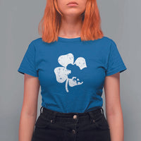St Patricks Day Dinosaur Rex T Shirt For Women Dino in Lucky Shamrock