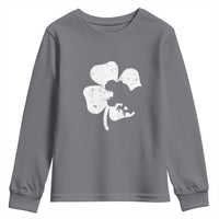 St Patricks Day Dinosaur Rex Youth Sweatshirt Dino in Lucky Shamrock