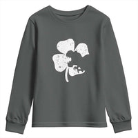 St Patricks Day Dinosaur Rex Youth Sweatshirt Dino in Lucky Shamrock