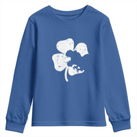 St Patricks Day Dinosaur Rex Youth Sweatshirt Dino in Lucky Shamrock