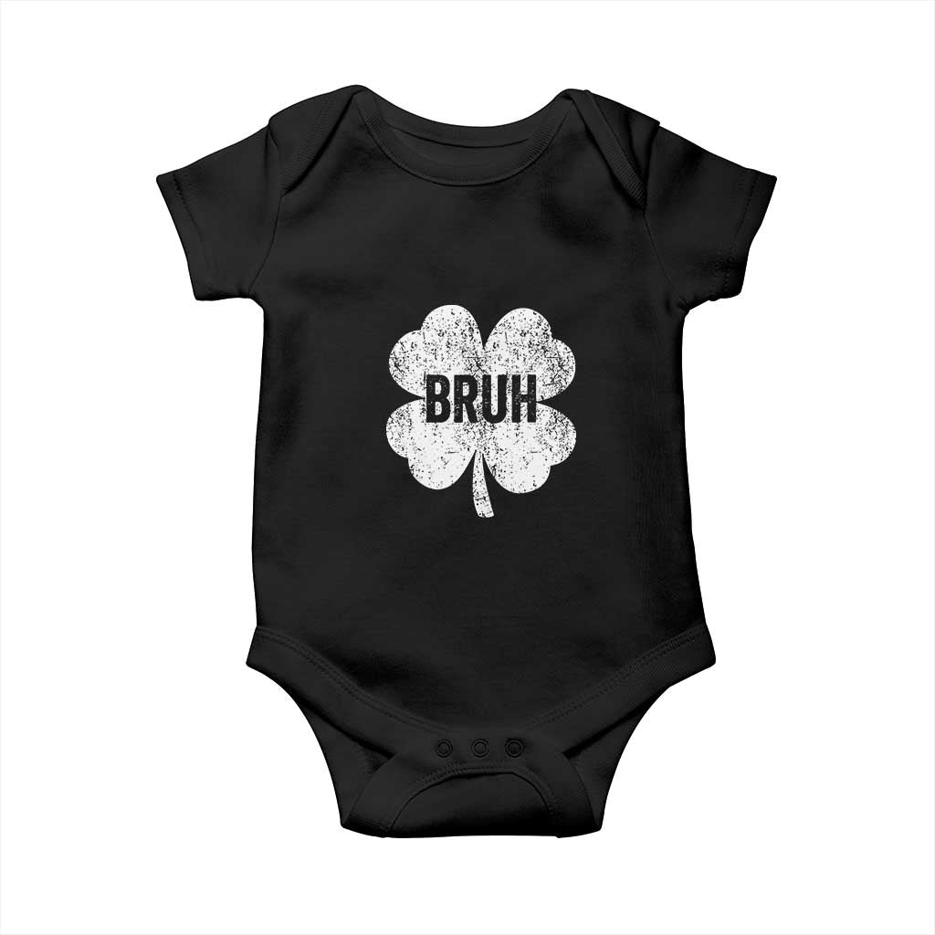 Funny St Patricks Day Bruh Baby Onesie Lucky Shamrock Vintage